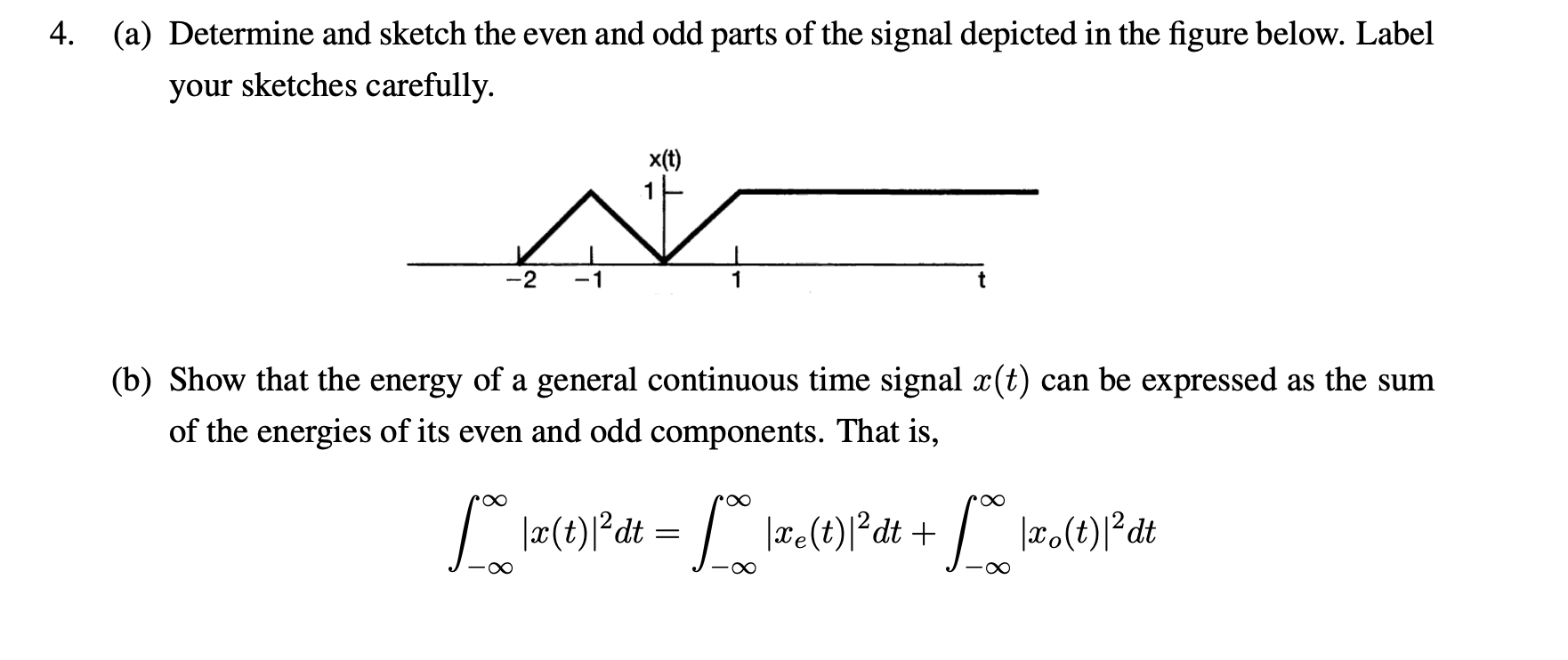 Solved 4. (a) Determine and sketch the even and odd parts of