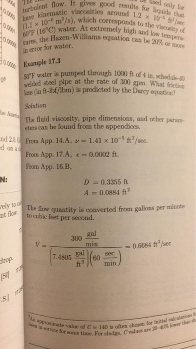 Solved Calculate the head loss due to friction for the pipe | Chegg.com