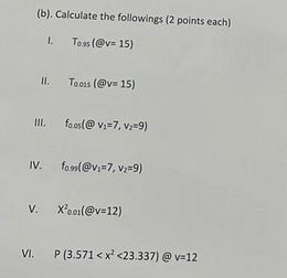 Solved (b). Calculate The Followings ( 2 Points Each) I. | Chegg.com