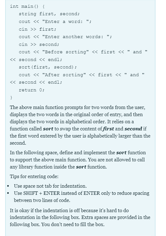 Solved T! int main() { string first, second; cout