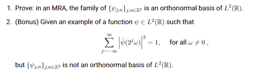 1 Prove In An Mra The Family Of Vi N Inez2 Is Chegg Com