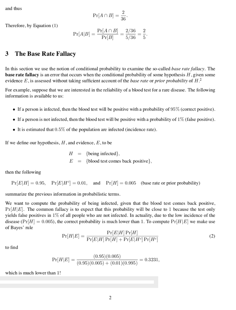 Project 3: The Base Rate Fallacy' 1 Background The | Chegg.com