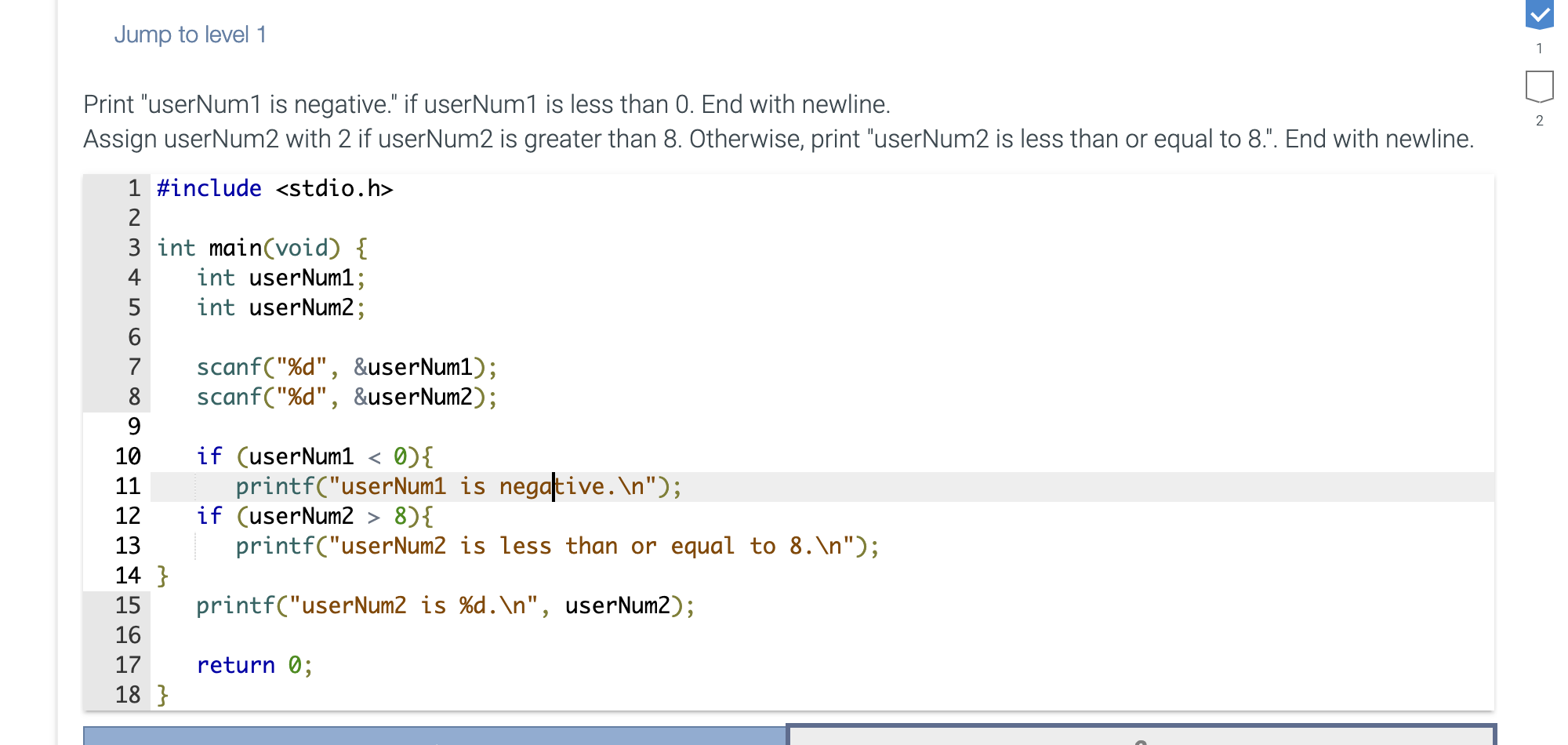 Solved Jump to level 1 1 Print "userNum1 is negative." if | Chegg.com