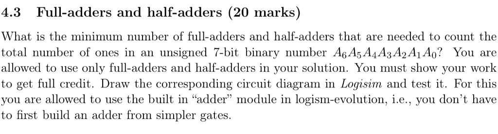Solved 4 3 Full Adders And Half Adders 20 Marks What Is Chegg Solved 4 3 Full Adders And Half Adders 20 Marks What Is Chegg