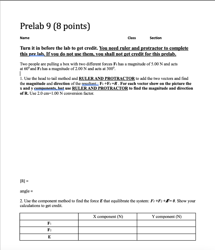 Solved Prelab 9 (8 points) Name Class Section Turn it in | Chegg.com