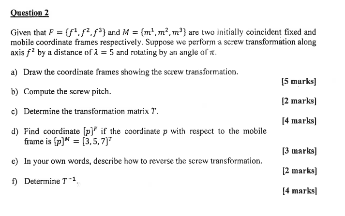 Question 2 Given that F = {f1, f?,f} and M = {mº, m?, | Chegg.com