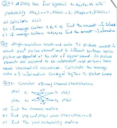 Solved Vv Q.5 a channel has the following channel matrix [ | Chegg.com