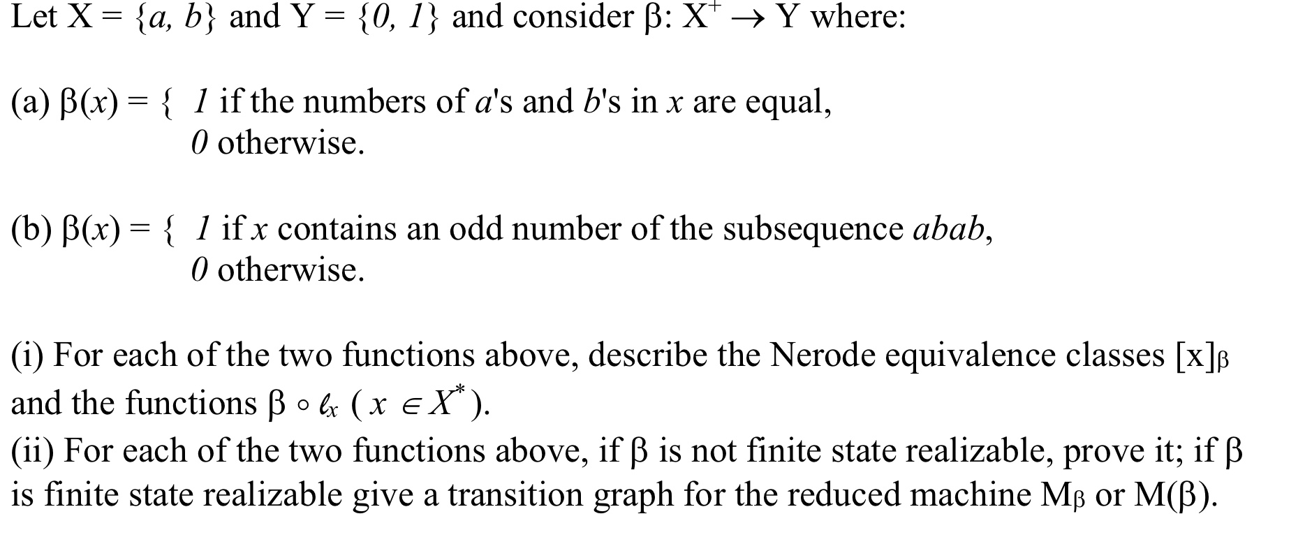 Let X A B And Y 0 1 And Consider B X Chegg Com