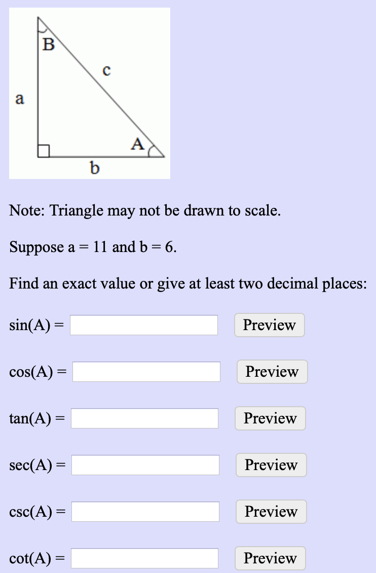 Solved Note: Triangle may not be drawn to scale. Suppose a = | Chegg.com