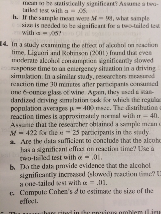 Solved mean to be statistically significant? Assume a two