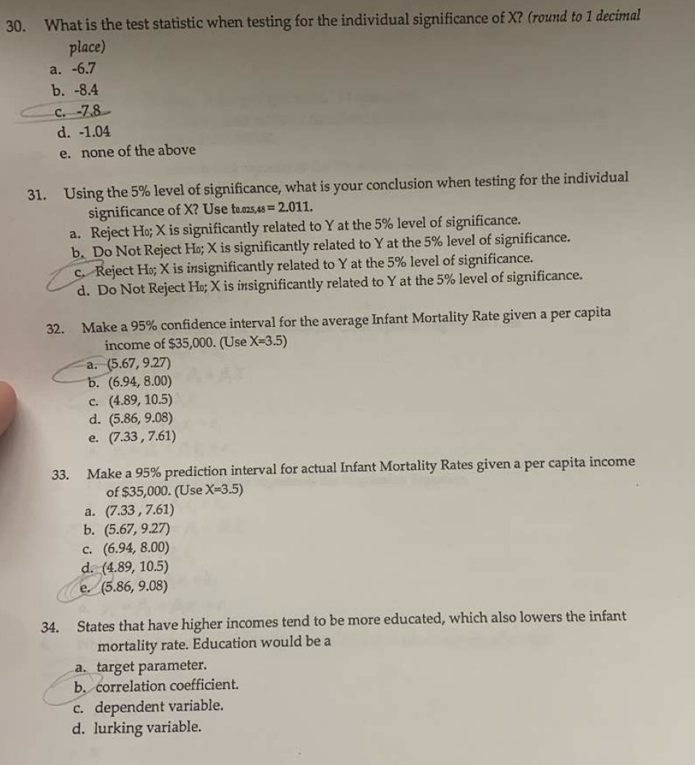 Solved Use the following for problems \#26 through \#34. I | Chegg.com