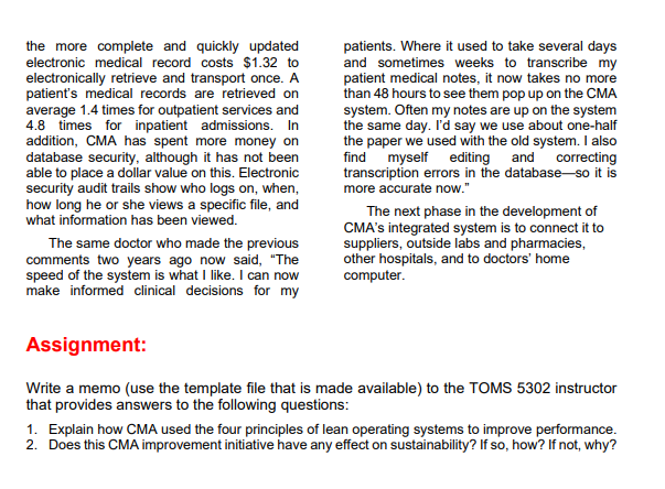 Solved CMA. 1 Background information: Community Medical | Chegg.com