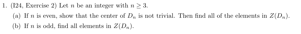 Solved Let n be an integer with n≥3. (a) If n is even, show | Chegg.com