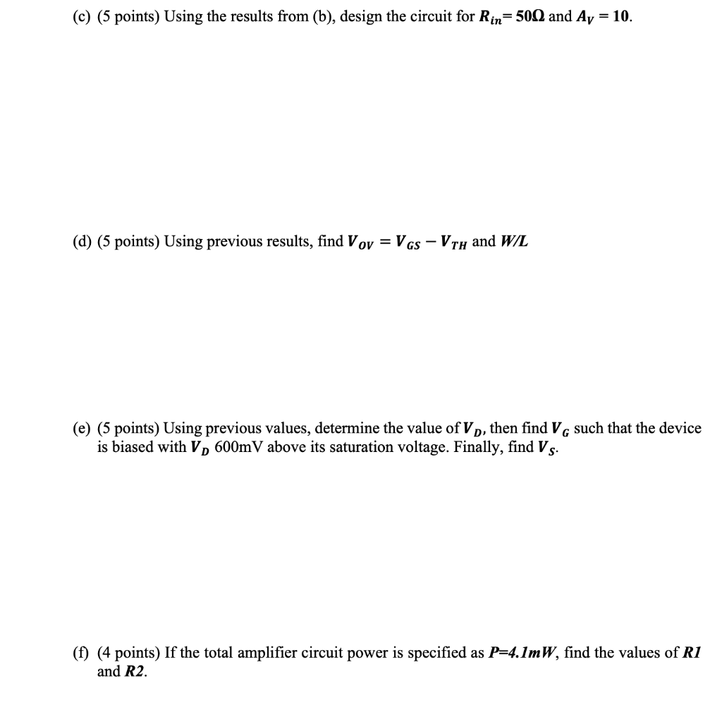 Solved 4. (26 points) Consider the amplifier circuit shown | Chegg.com
