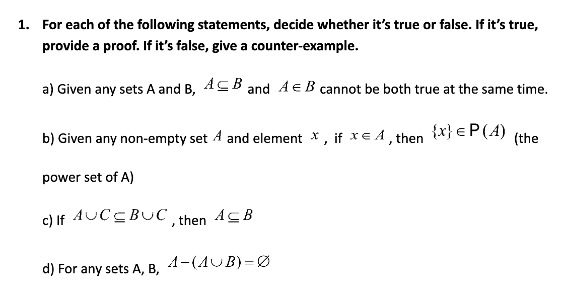 Solved For Each Of The Following Statements, Decide Whether | Chegg.com