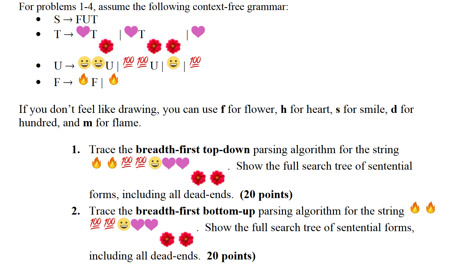 for problems 1 4 assume the following context fre chegg com following context fre chegg