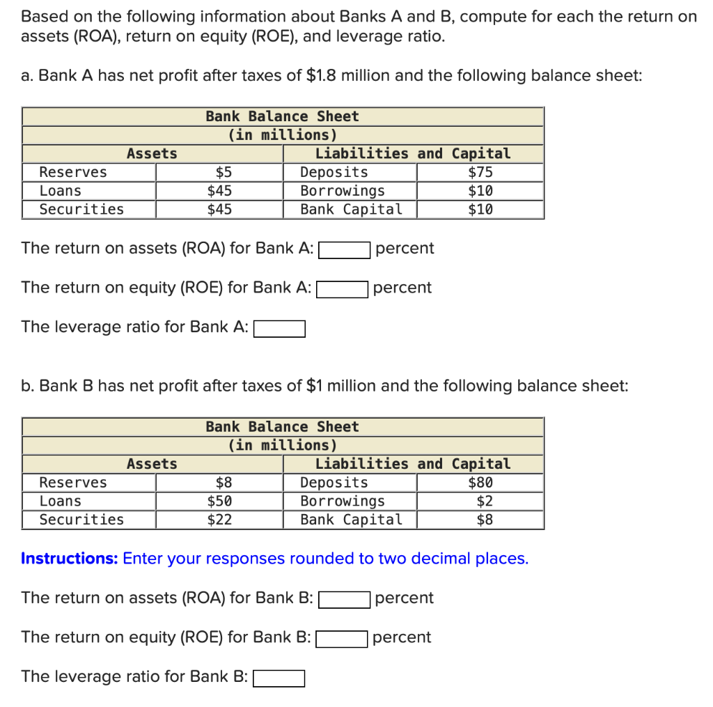 Solved Based on the following information about Banks A and | Chegg.com