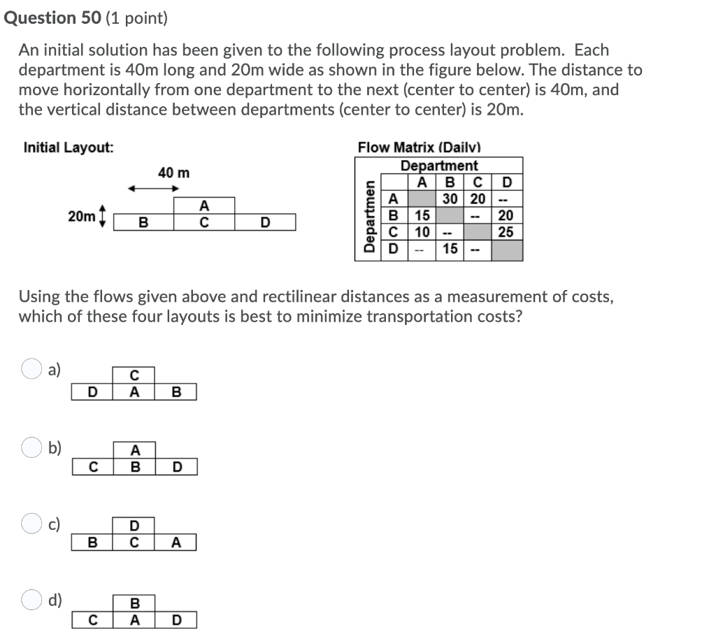 Solved Question 43 (1 point) An assembly line has a required | Chegg.com