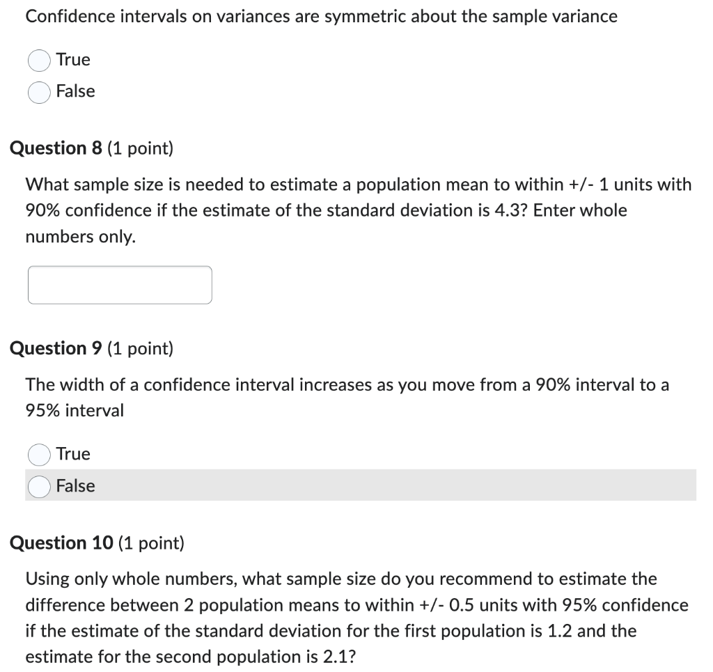 Solved Confidence intervals on variances are symmetric about | Chegg.com