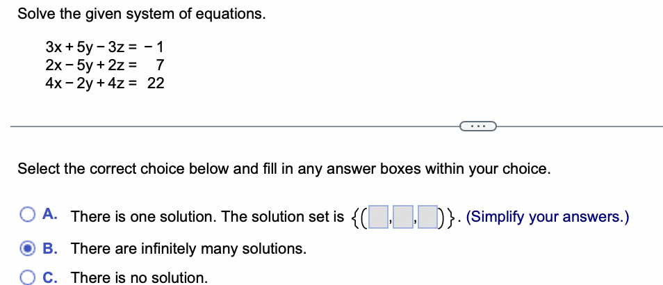 Solved Solve the given system of equations. | Chegg.com