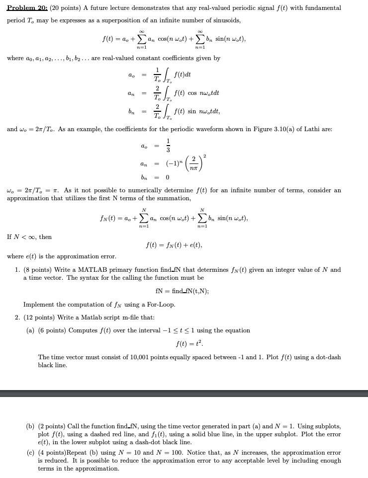 Solved Problem 20: (20 points) A future lecture demonstrates | Chegg.com