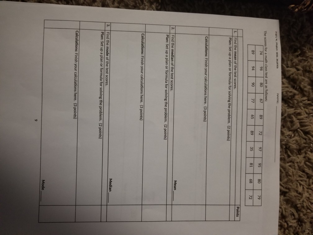 Solved The scores for a math class test are as follows: 67 | Chegg.com