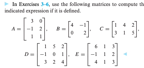 Solved In Exercises 3-6, use the following matrices to | Chegg.com