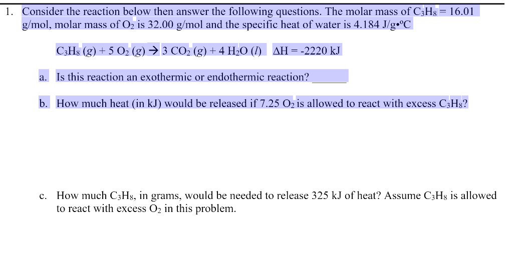 Solved 1. Consider the reaction below then answer the | Chegg.com