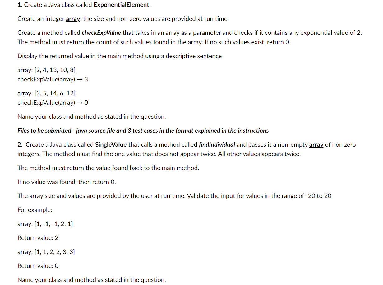 Solved 1. Create a Java class called ExponentialElement. | Chegg.com