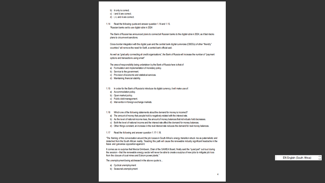 Solved Choose the most appropriate answer and next to each | Chegg.com
