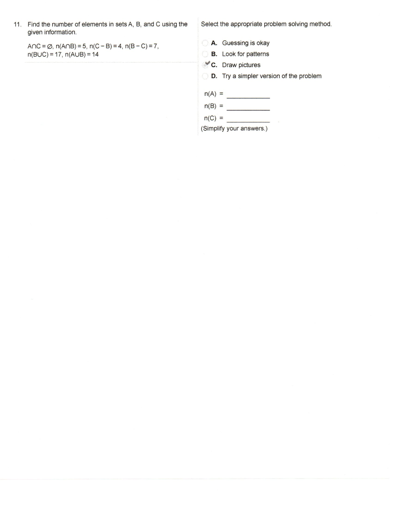Solved Select the appropriate problem solving method. 11. | Chegg.com