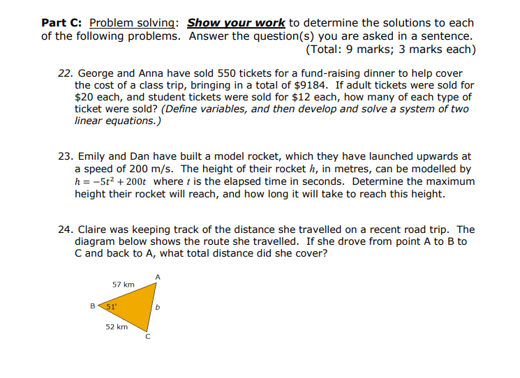 Solved Part C: Problem solving: Show your work to determine | Chegg.com