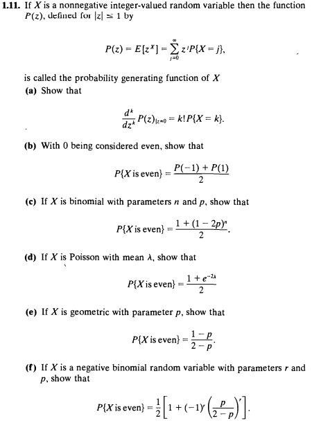 Solved 1 11 If X Is A Nonnegative Integer Valued Random Chegg Com