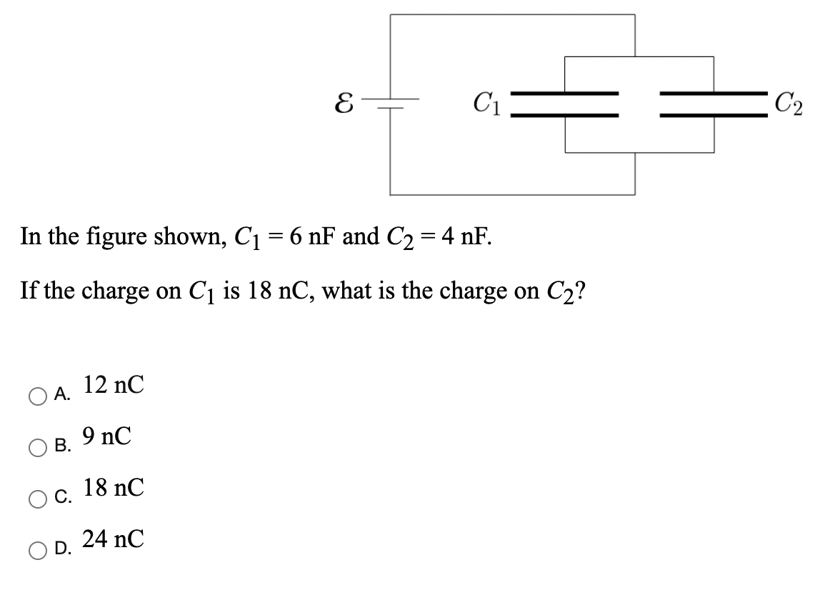 Solved E C1 C2 In the figure shown, C1 = 6 nF and C2 = 4 nF. | Chegg.com