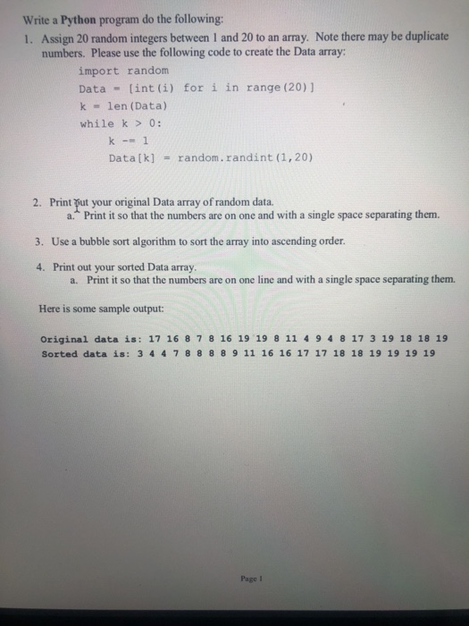 Solved Write a Python program do the following: 1. Assign 20 | Chegg.com