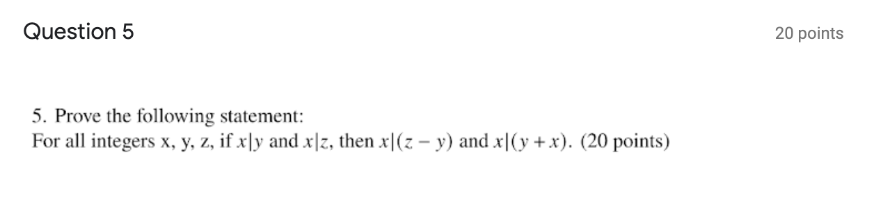 Solved Question 5 20 points 5. Prove the following | Chegg.com