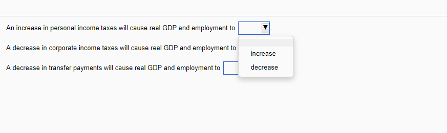 Solved An increase in personal income taxes will cause real | Chegg.com