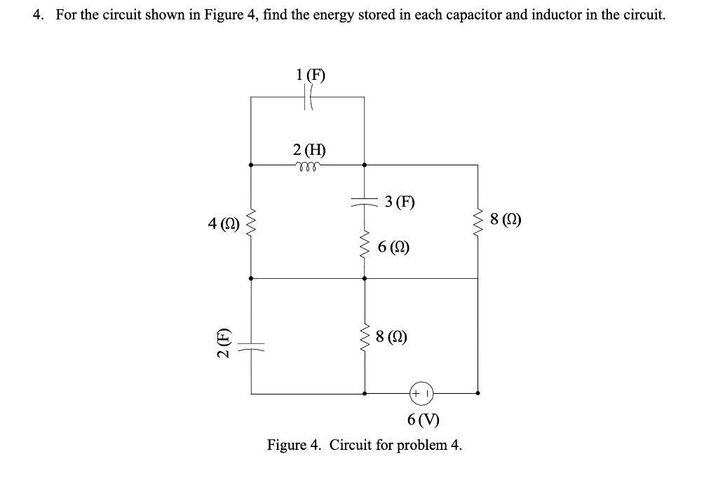 Solved 4. For the circuit shown in Figure 4, find the energy | Chegg.com