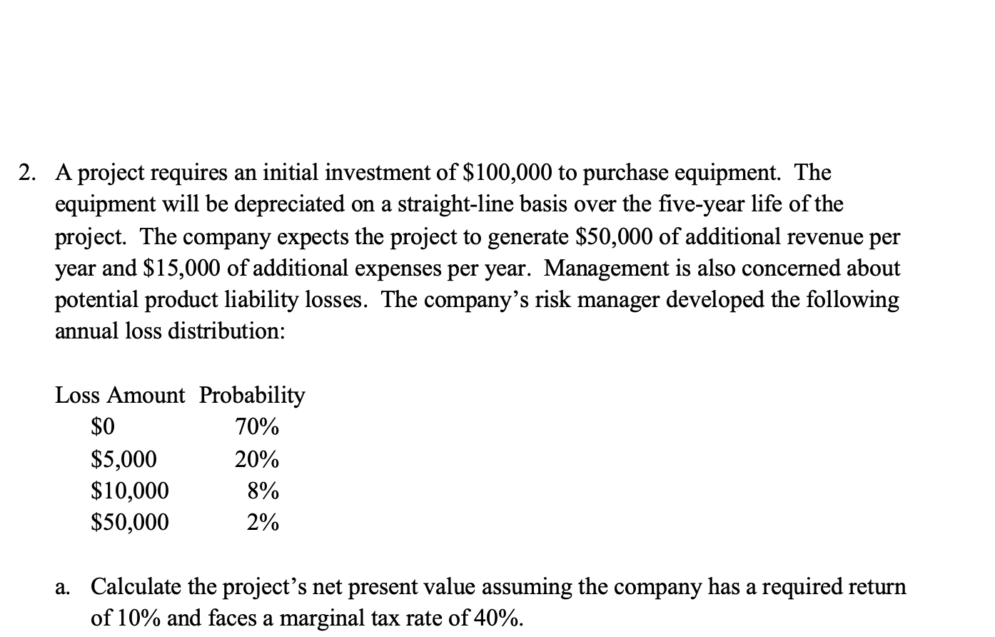 Solved 2. A project requires an initial investment of | Chegg.com