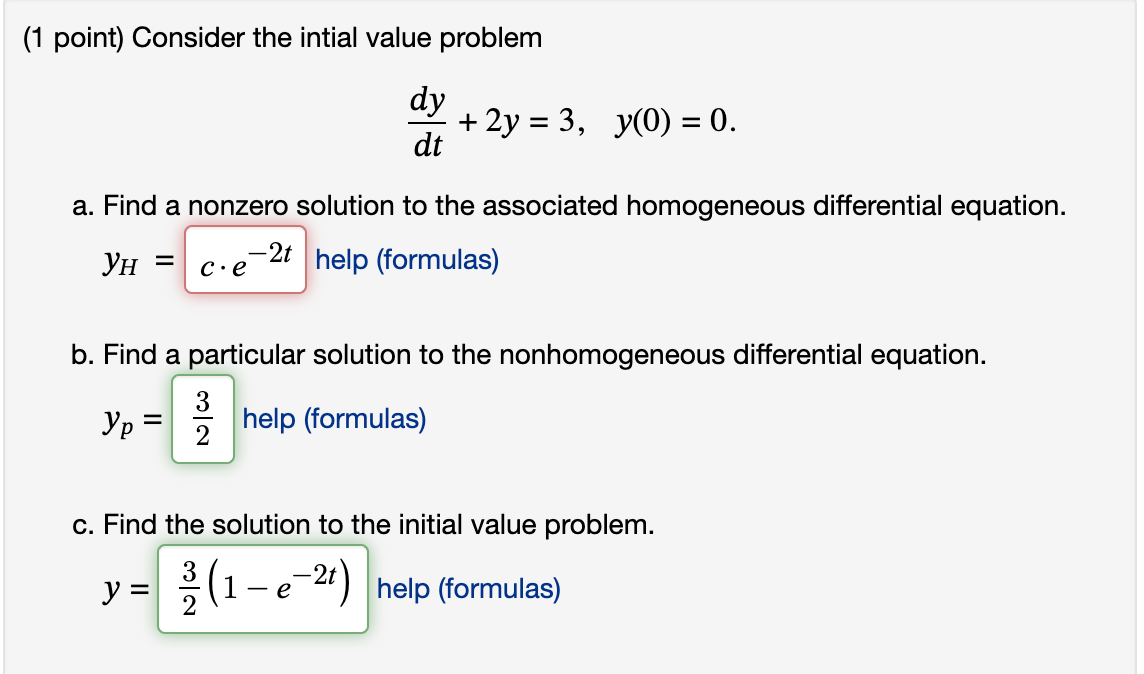 Solved (1 point) Consider the intial value problem | Chegg.com