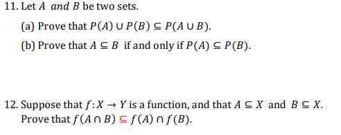 Solved 11. Let A And B Be Two Sets. (a) Prove That | Chegg.com