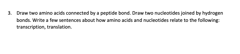 Solved Draw two amino acids connected by a peptide bond. | Chegg.com