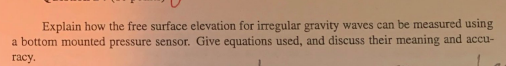 Solved Explain how the free surface elevation for irregular | Chegg.com