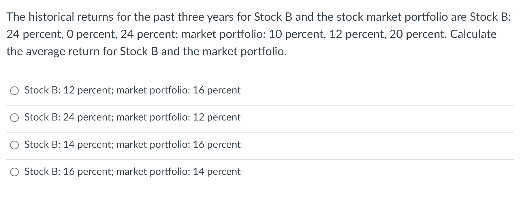 Solved The Historical Returns For The Past Three Years For | Chegg.com