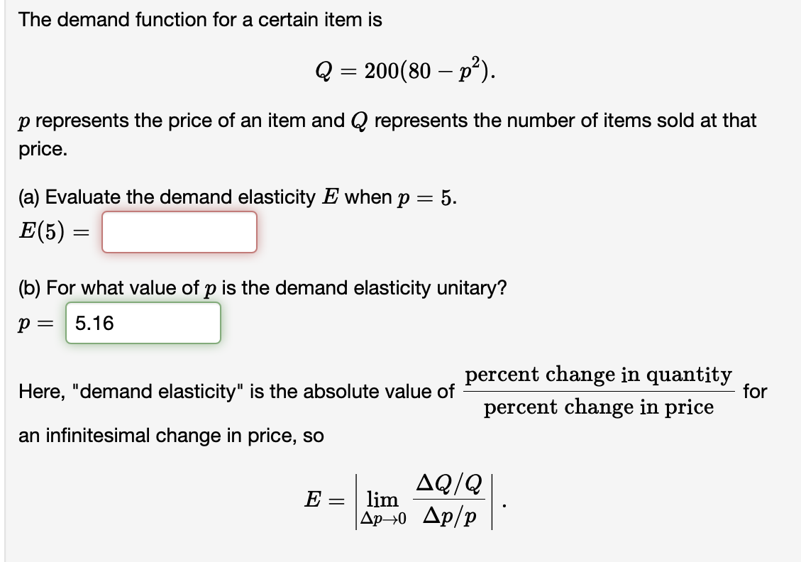 Solved The demand function for a certain item is | Chegg.com