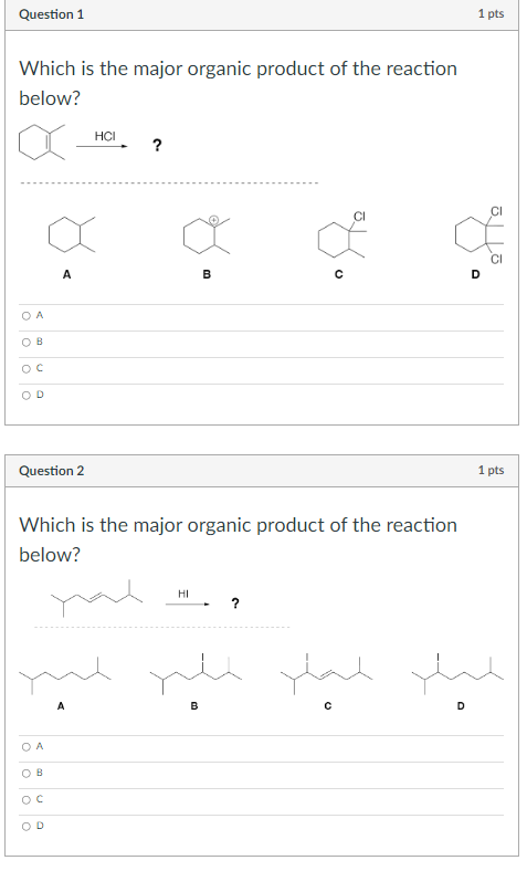 Solved Which is the major organic product of the reaction | Chegg.com