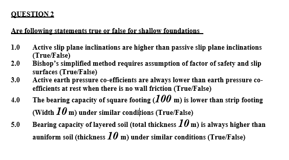 Solved Are following statements true or false for shallow | Chegg.com