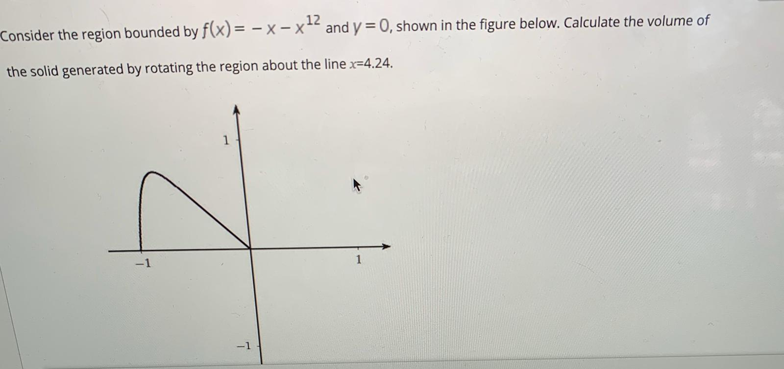 Solved Consider the region bounded by f(x) = – X-x and y = | Chegg.com