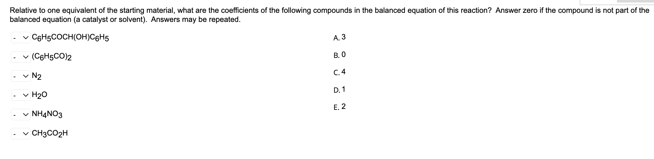 Relative to one equivalent of the starting material,