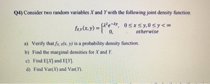 Solved 04) Consider two random variables X and Y with the | Chegg.com